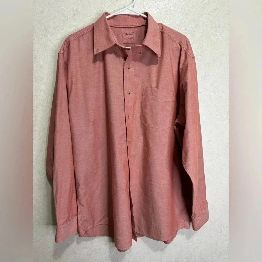 L.L BEAN Button Down Shirt Faded Red Size XL